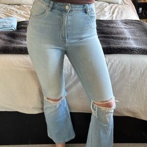 ROLLA'S Light Blue High-Rise Distressed Flare Jeans